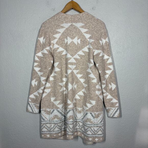 NEW! Frye The Cozy Cardigan Tan Duster Pockets Soft Print Casual Knit - S - Picture 4 of 7